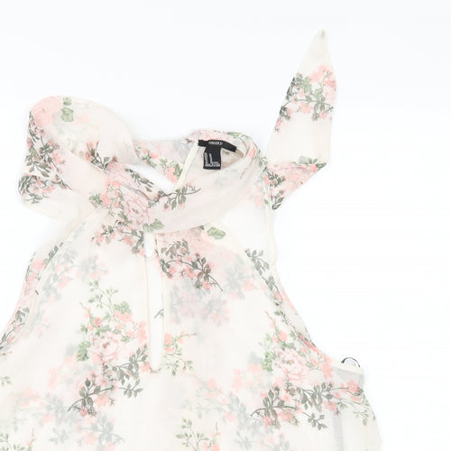 FOREVER 21 Womens Ivory Floral  Tunic Blouse Size M