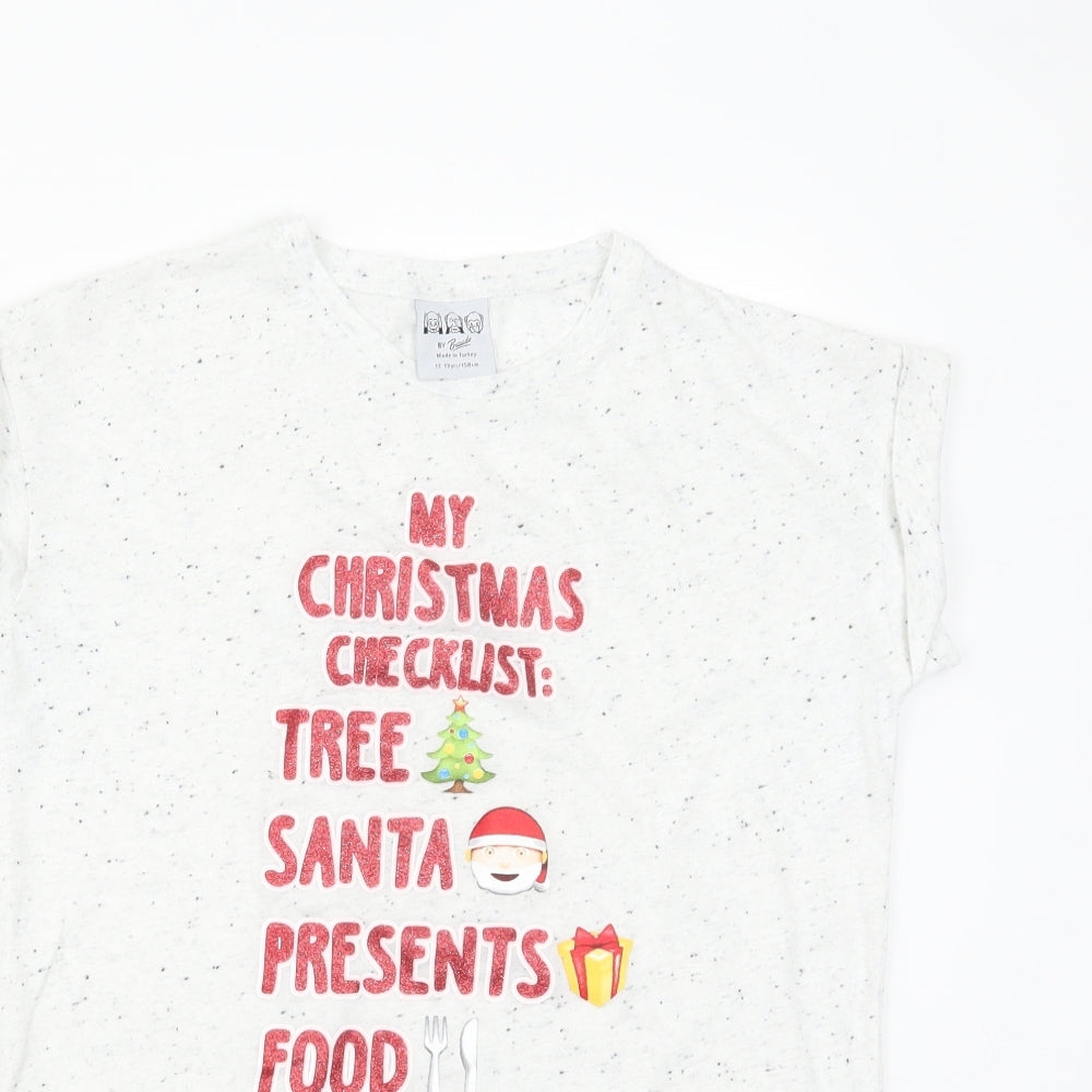 Preworn Boys Grey   Basic T-Shirt Size 12-13 Years  - christmas