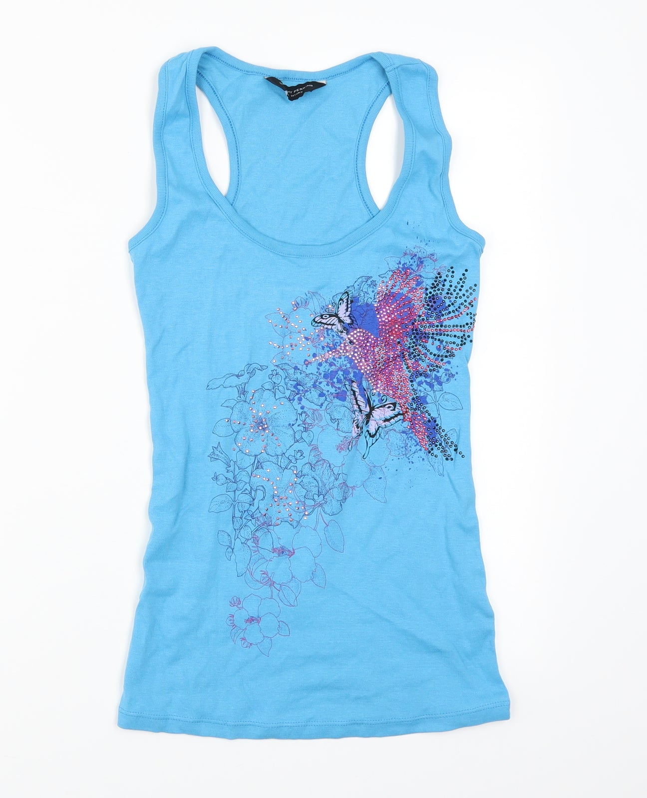 Dorothy Perkins Womens Blue Floral   T-Shirt Size 10