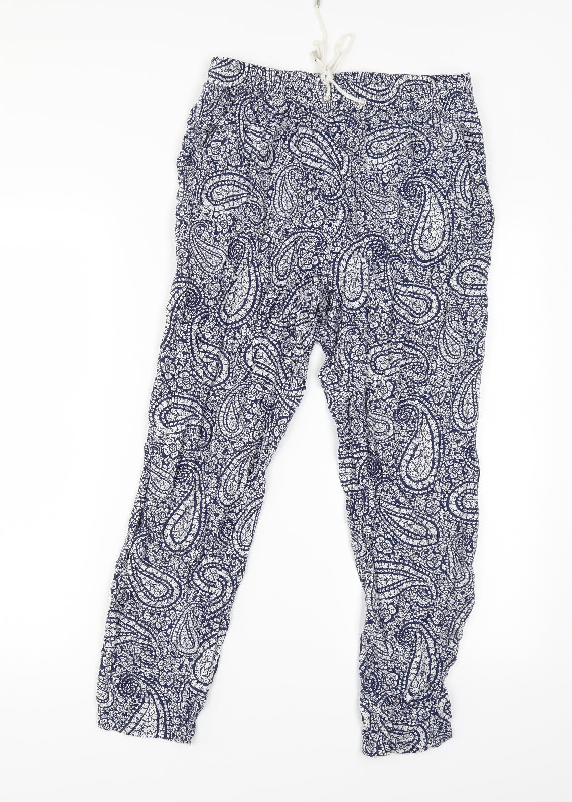 New Look Womens Blue Geometric  Trousers  Size 12 L24 in