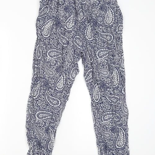 New Look Womens Blue Geometric  Trousers  Size 12 L24 in