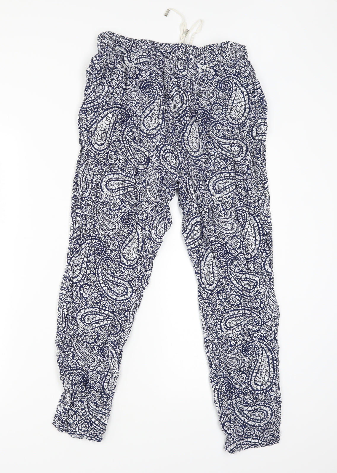 New Look Womens Blue Geometric  Trousers  Size 12 L24 in
