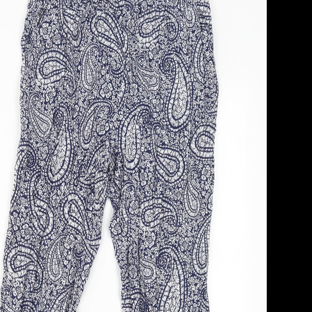 New Look Womens Blue Geometric  Trousers  Size 12 L24 in