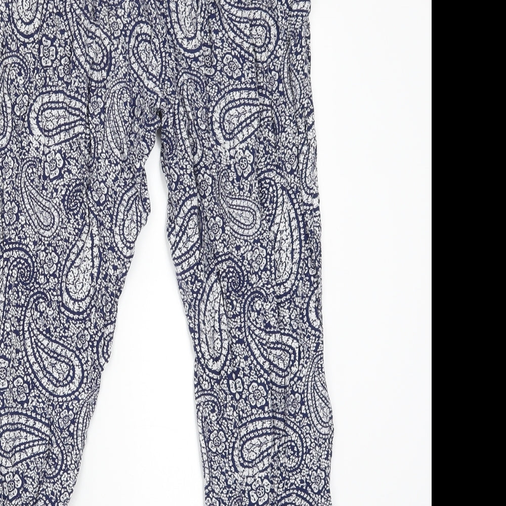 New Look Womens Blue Geometric  Trousers  Size 12 L24 in