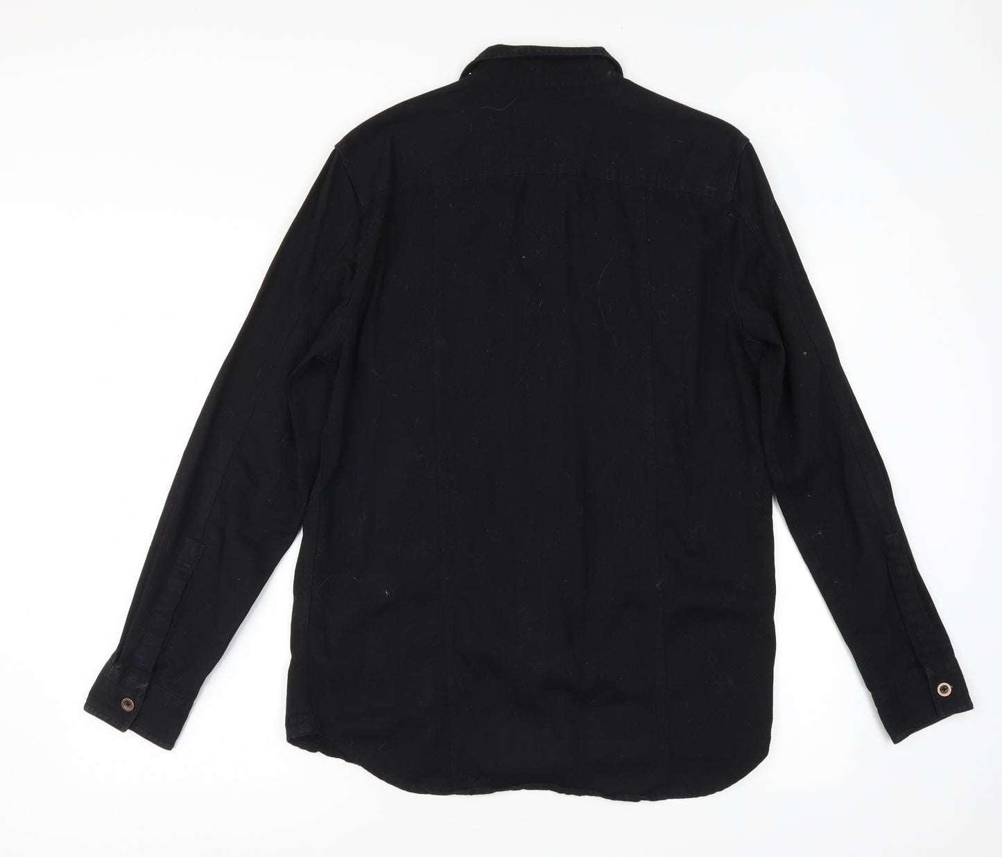 River Island Mens Black  Denim  Button-Up Size M