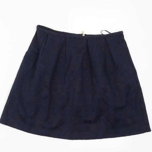 Oasis Womens Blue Geometric  Mini Skirt Size 8