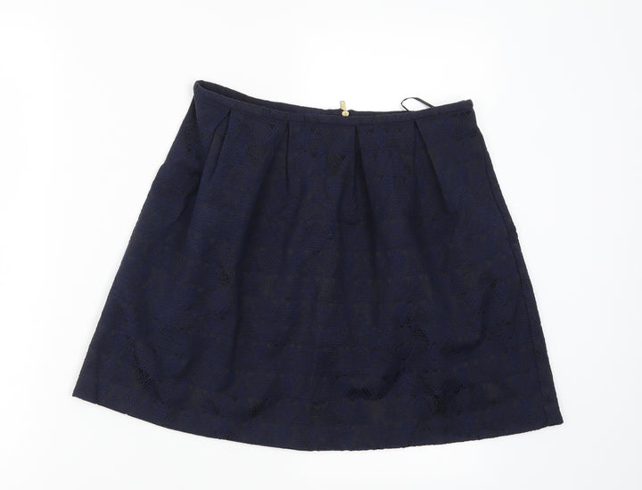 Oasis Womens Blue Geometric Mini Skirt Size 8