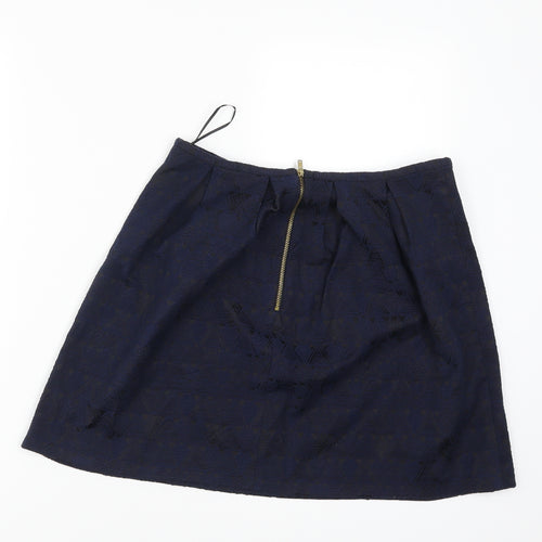 Oasis Womens Blue Geometric  Mini Skirt Size 8