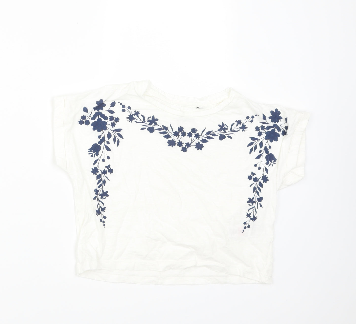 Outfitters Girls White Fair Isle  Basic T-Shirt Size 10 Years