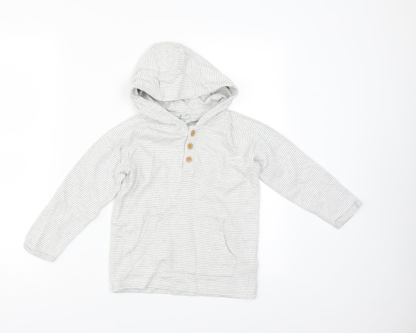 TU Boys Grey Striped  Pullover Hoodie Size 4-5 Years