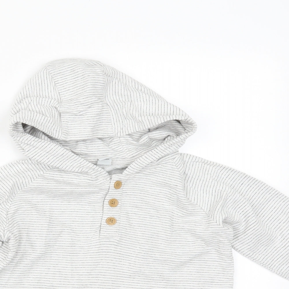 TU Boys Grey Striped  Pullover Hoodie Size 4-5 Years