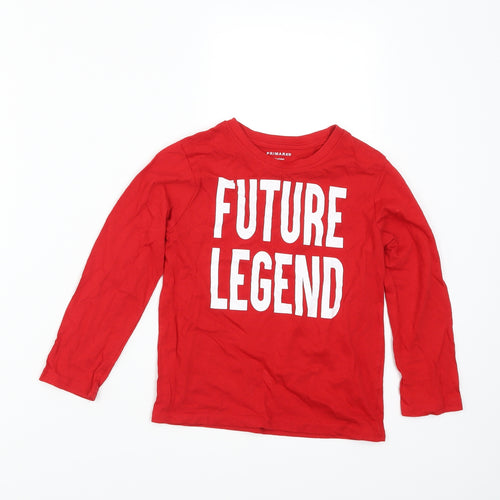 Primark Boys Red   Basic T-Shirt Size 5-6 Years  - future legend