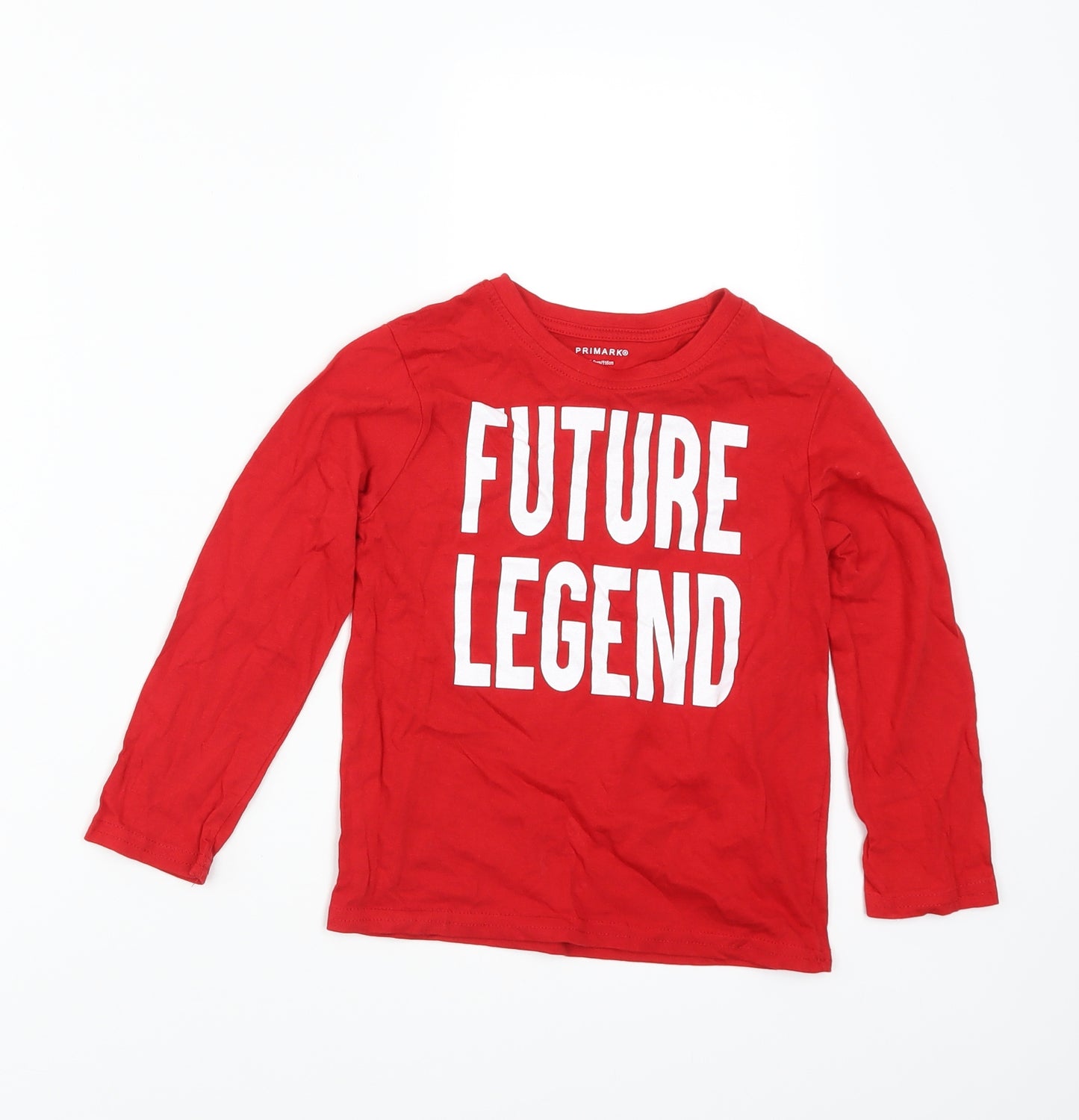 Primark Boys Red   Basic T-Shirt Size 5-6 Years  - future legend