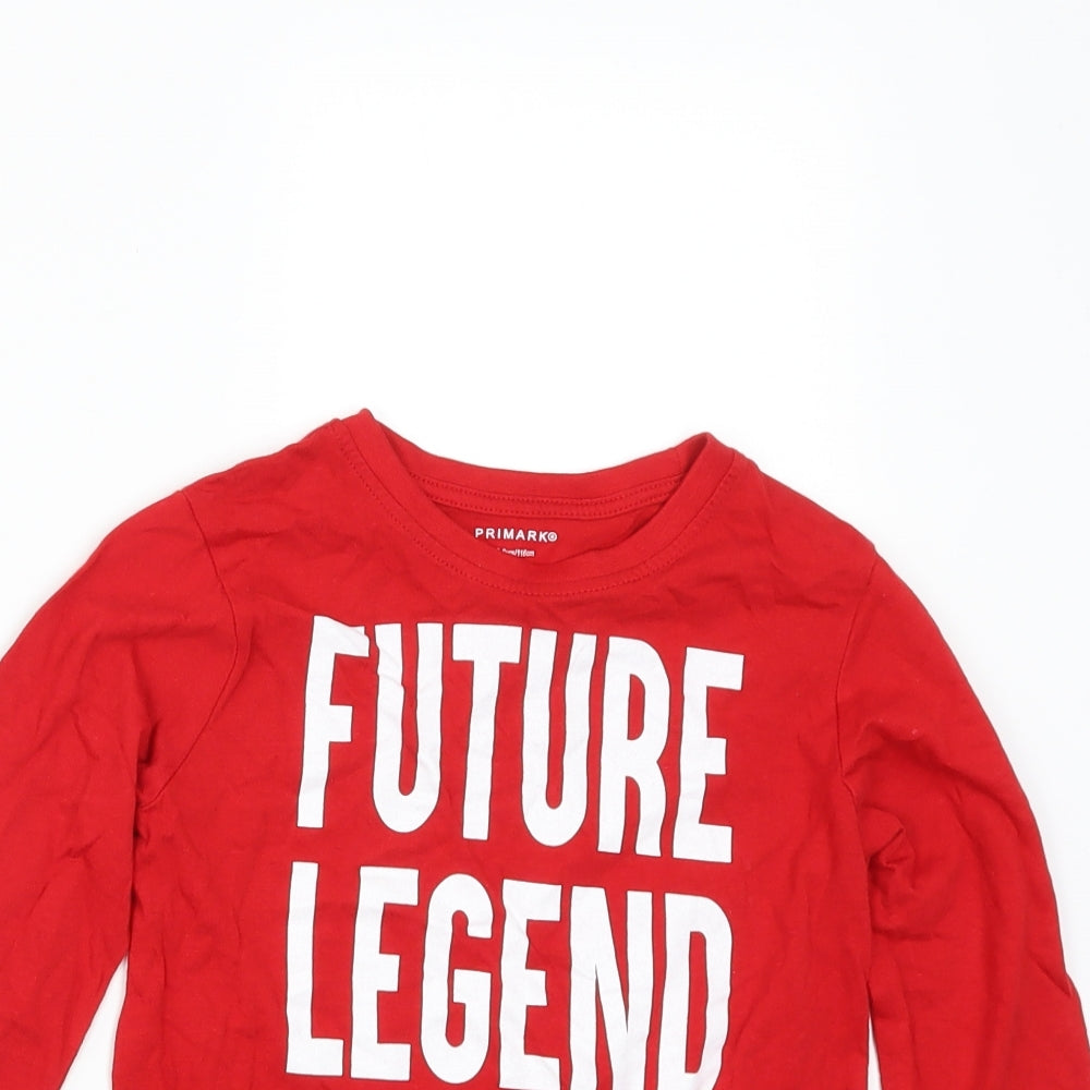 Primark Boys Red   Basic T-Shirt Size 5-6 Years  - future legend