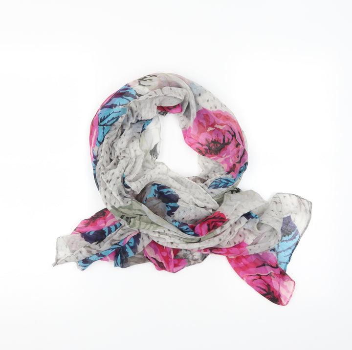 Preworn Womens Grey Floral Scarf