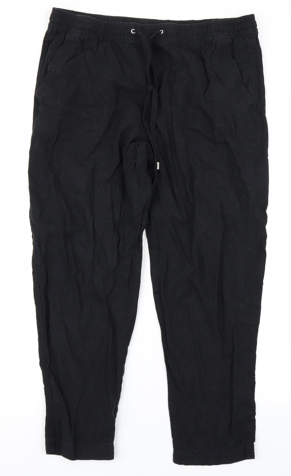 M&S Collection Womens Black   Cropped Trousers Size 14 L25 in