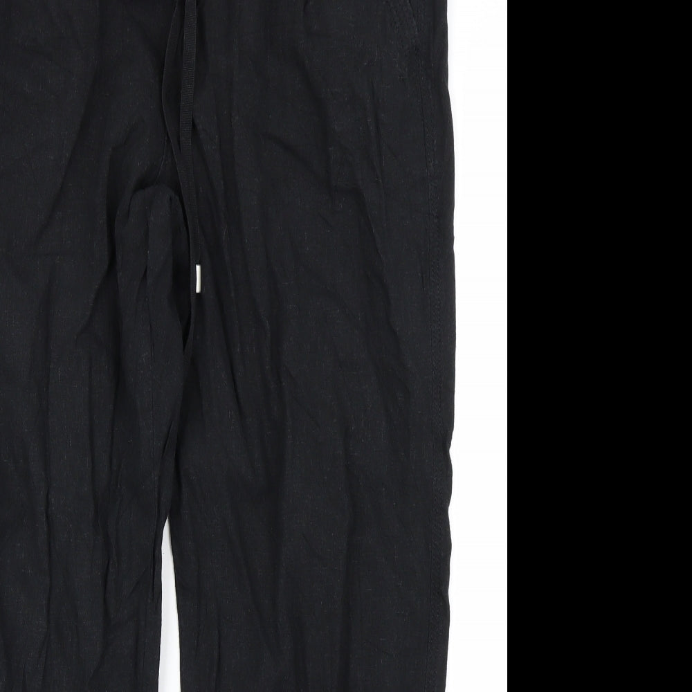M&S Collection Womens Black   Cropped Trousers Size 14 L25 in