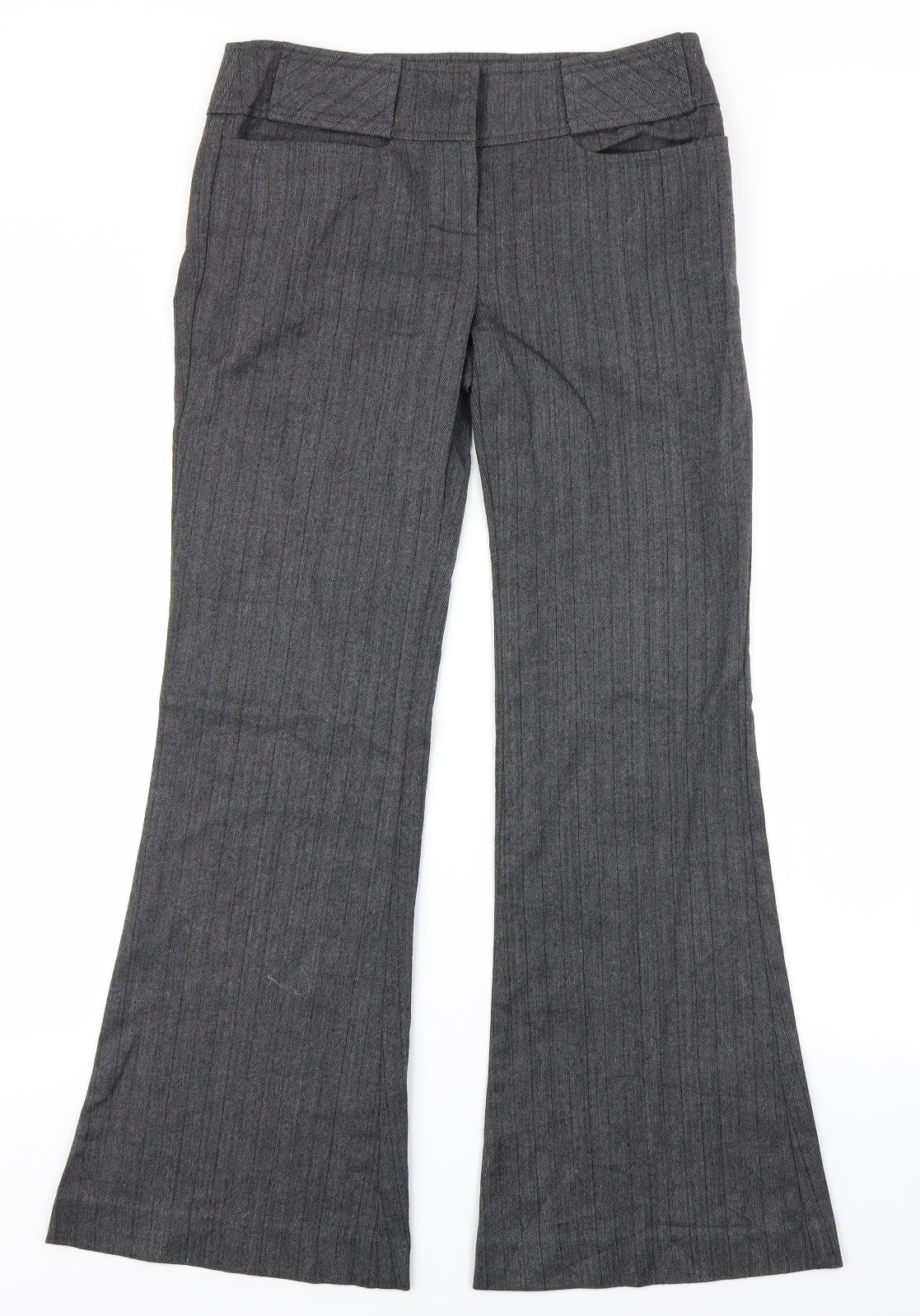 New Look Womens Grey Striped  Trousers  Size 8 L28 in