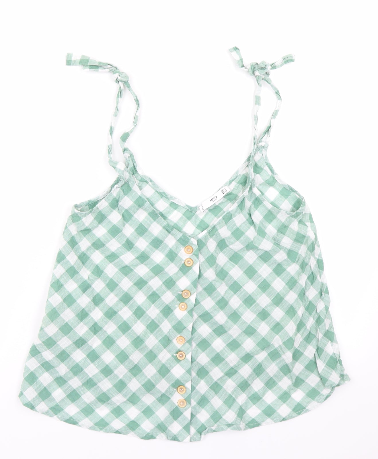 MNG Womens Green Check  Camisole Blouse Size S
