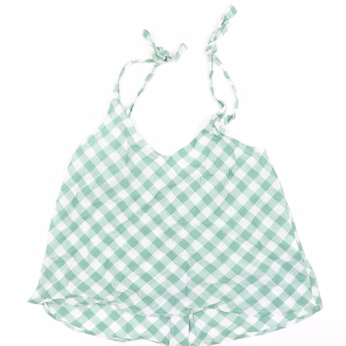 MNG Womens Green Check  Camisole Blouse Size S