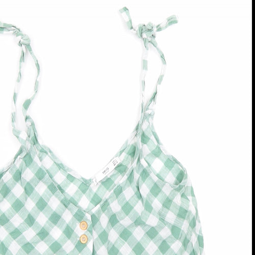 MNG Womens Green Check  Camisole Blouse Size S