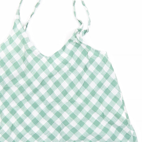 MNG Womens Green Check  Camisole Blouse Size S