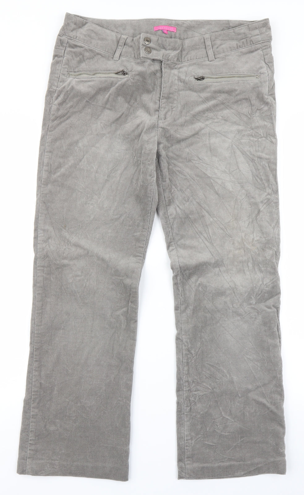 Tuchuzy Womens Grey  Corduroy Straight Jeans Size 16 L26 in