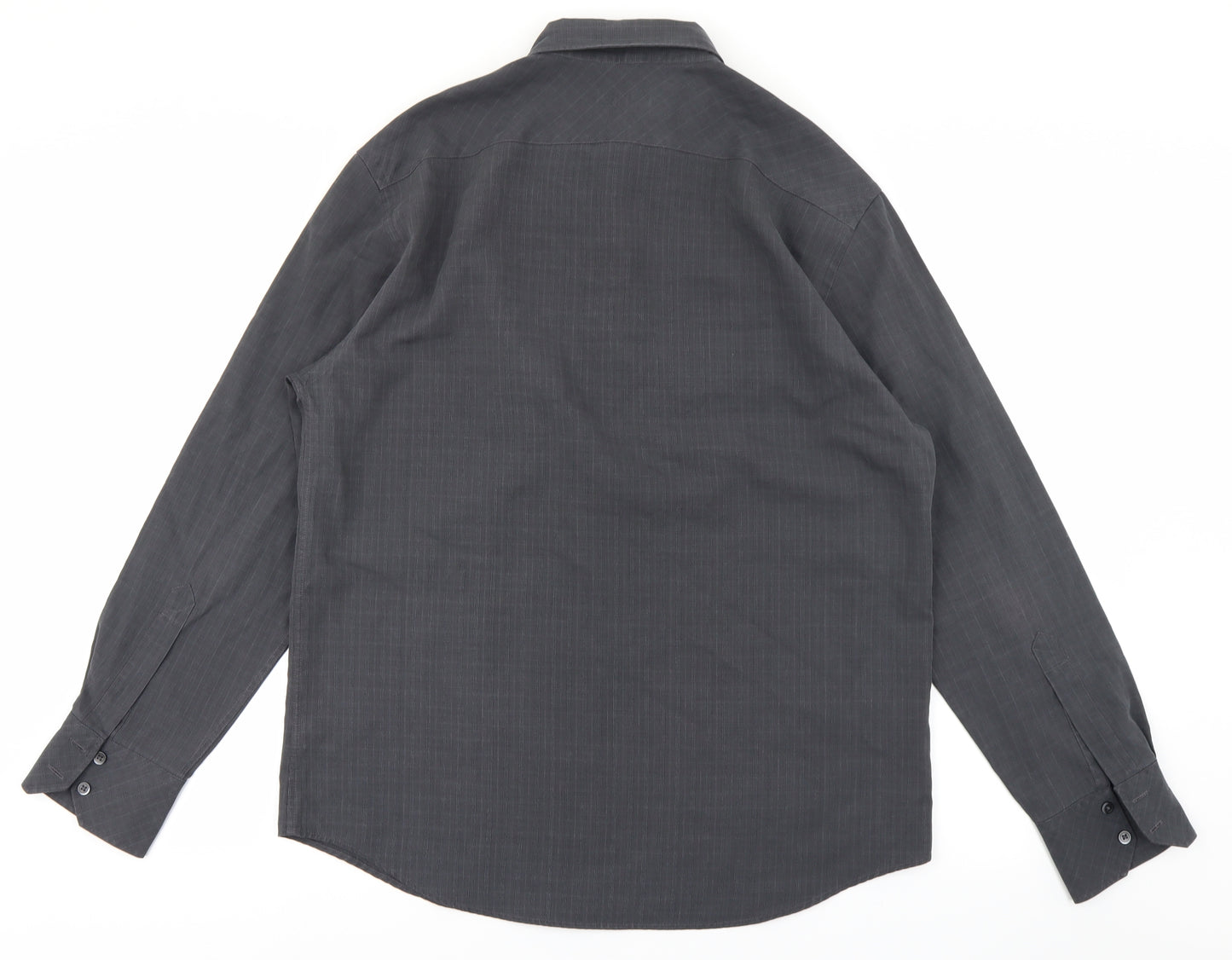 NEXT Mens Grey Plaid   Button-Up Size L