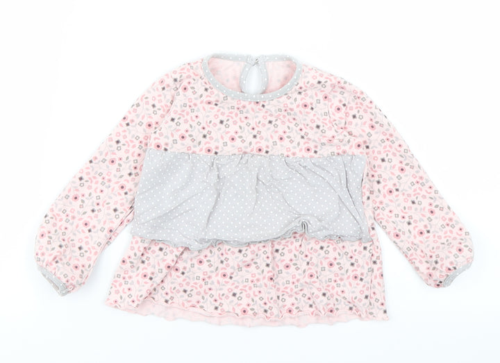 George Girls Pink Floral  Basic T-Shirt Size 9-12 Months