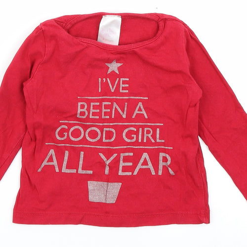 e-vie angel Girls Red   Basic T-Shirt Size 12-18 Months  - Christmas Tshirt