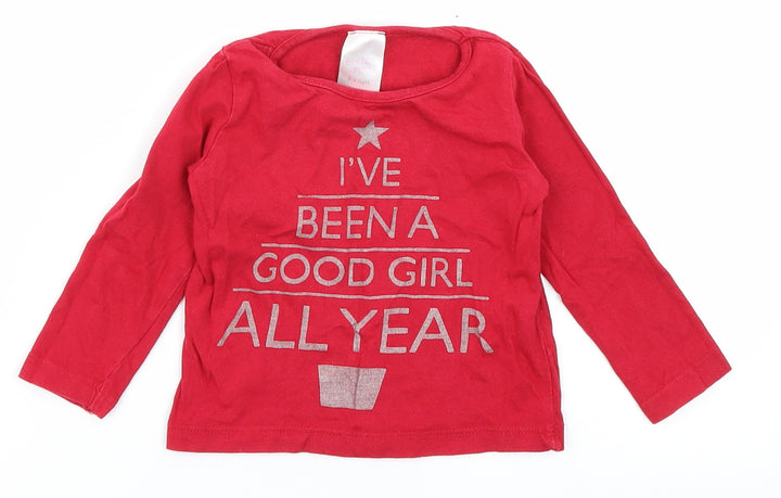 e-vie angel Girls Red Basic T-Shirt Size 12-18 Months - Christmas Tshirt