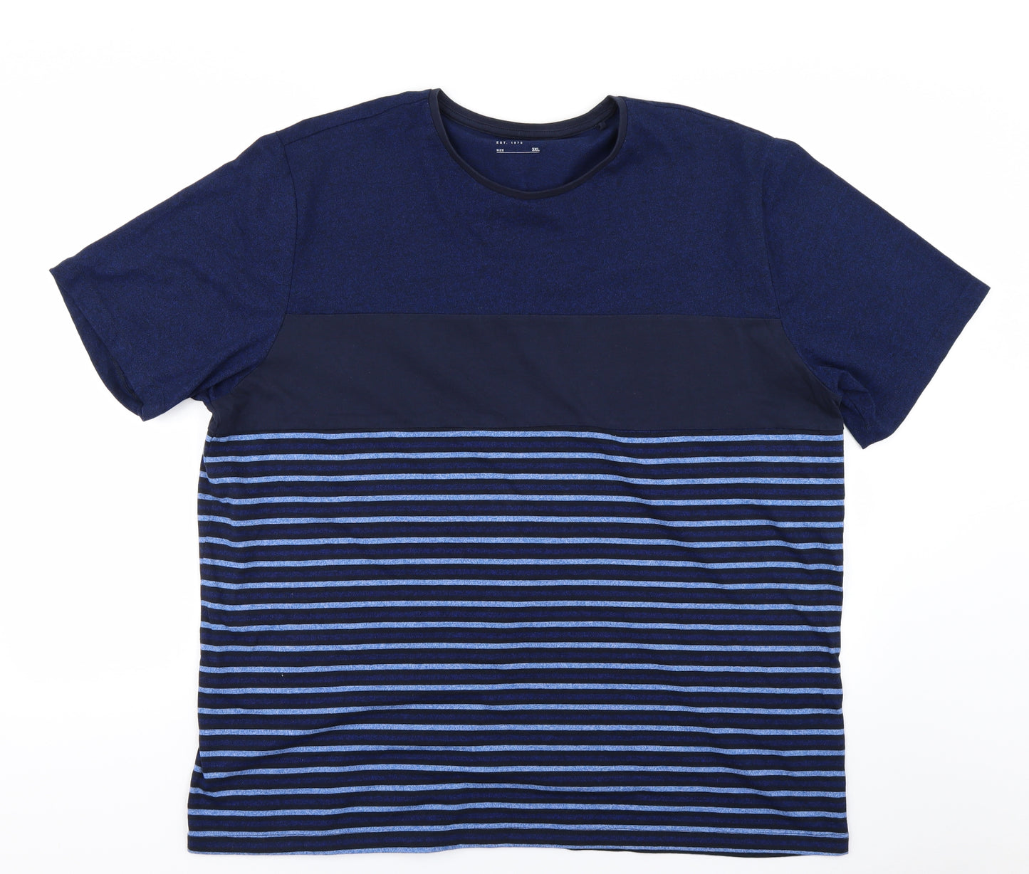 Easy Mens Blue Striped   T-Shirt Size 3XL