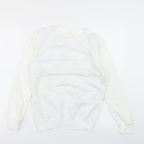 LCN angel Womens White Floral  Pullover Sweatshirt Size M
