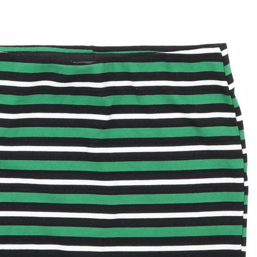 Primark Womens Green Striped  Bandage Skirt Size 8