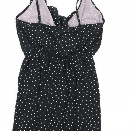 Boohoo Womens Black Polka Dot  Wrap Dress  Size 10