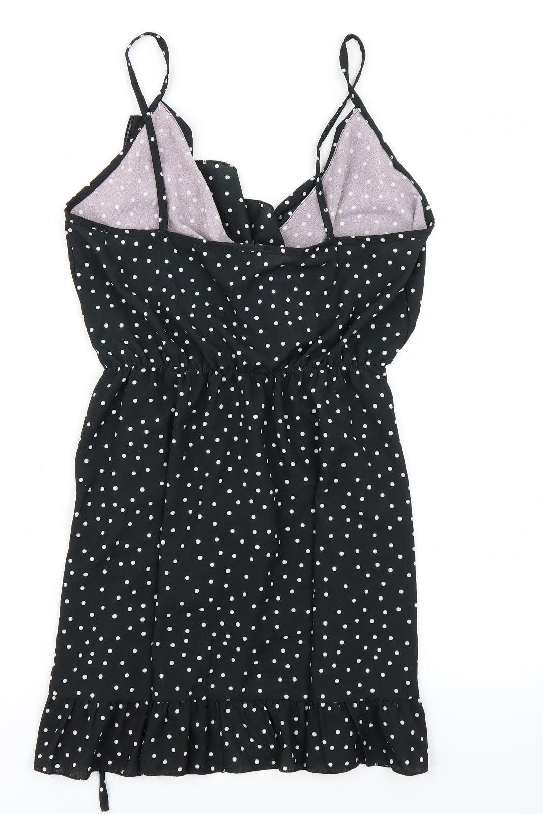 Boohoo Womens Black Polka Dot  Wrap Dress  Size 10