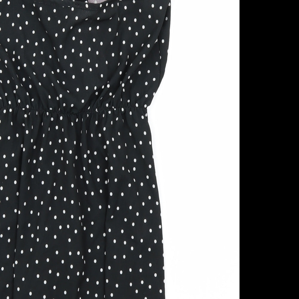 Boohoo Womens Black Polka Dot  Wrap Dress  Size 10