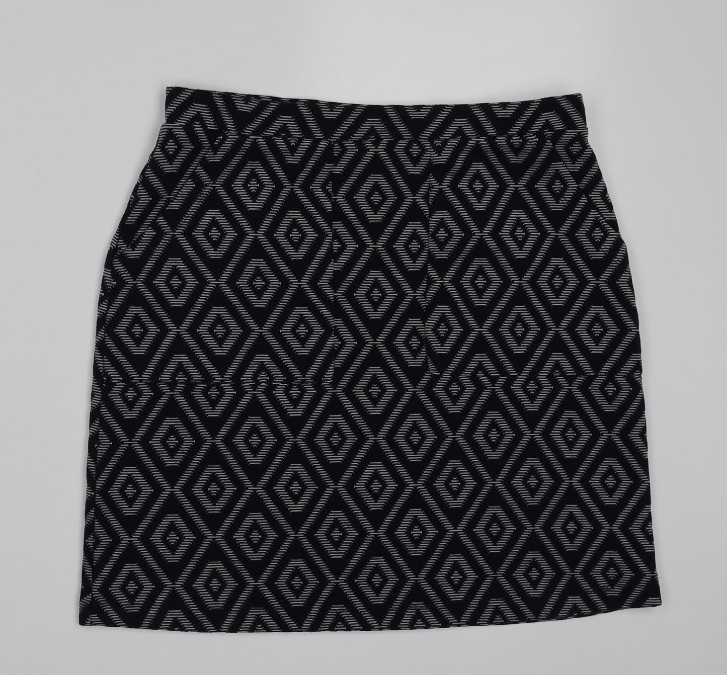NEXT Womens Black Argyle/Diamond  A-Line Skirt Size 12