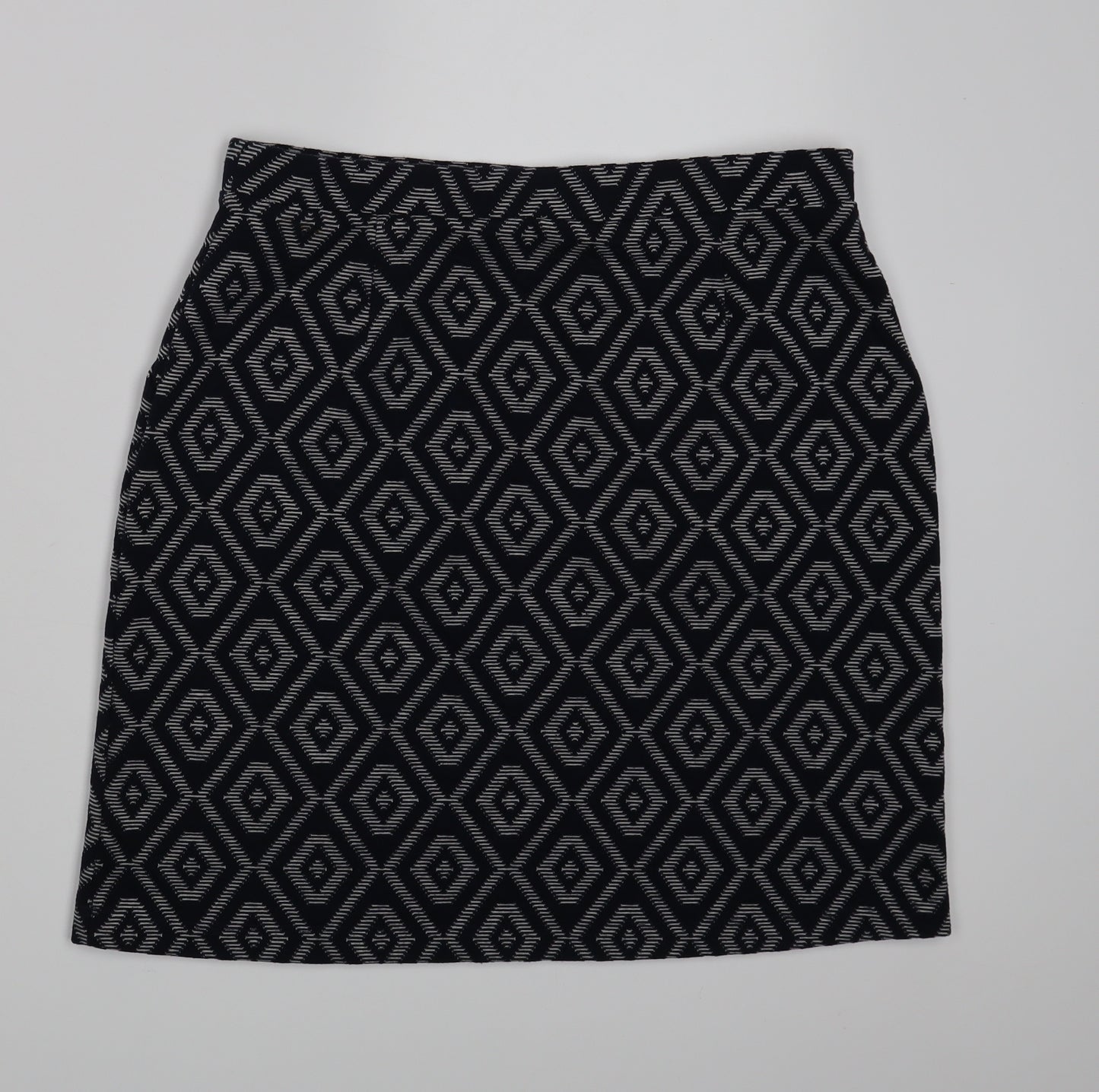 NEXT Womens Black Argyle/Diamond  A-Line Skirt Size 12