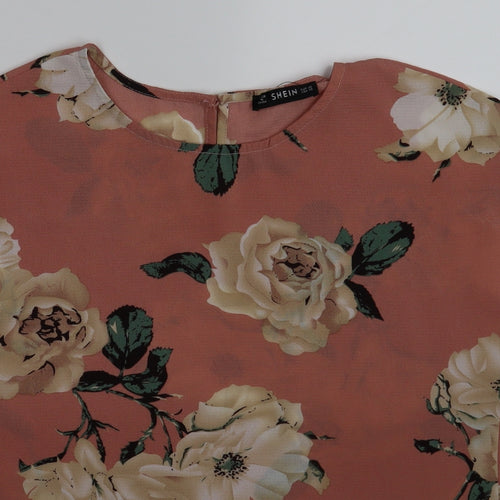 SheIn Womens Pink Floral  Basic Blouse Size XS