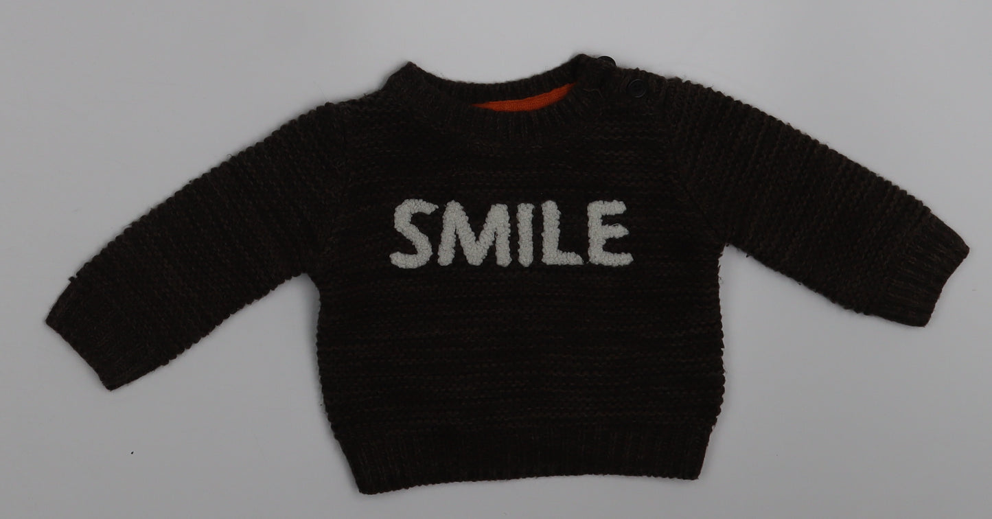 Nutmeg Baby Brown   Pullover Jumper Size 0-3 Months  - SMILE