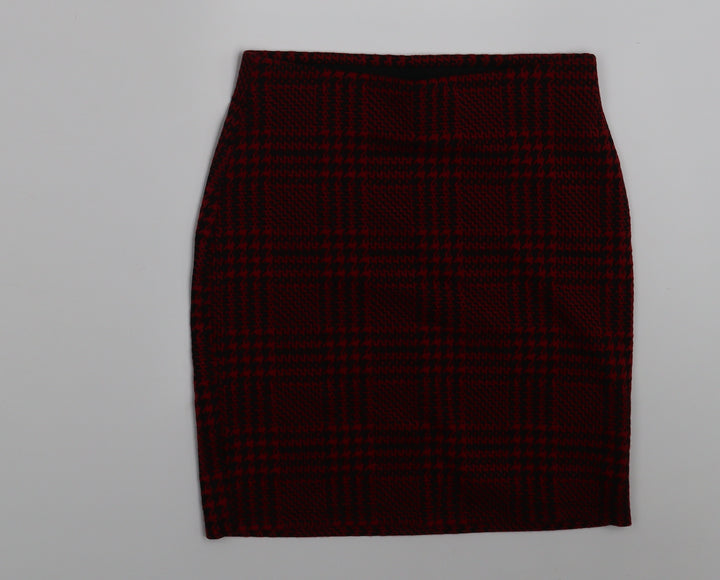 New Look Womens Red Geometric  A-Line Skirt Size 6