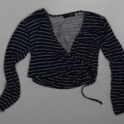 HEARTBREAK Womens Blue Striped  Basic T-Shirt One Size