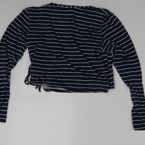 HEARTBREAK Womens Blue Striped  Basic T-Shirt One Size
