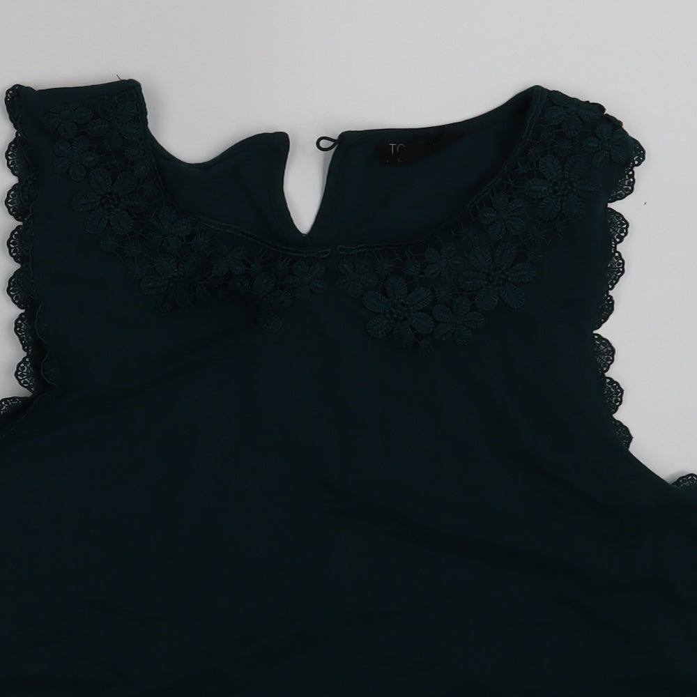 Topshop Womens Green Floral  Basic Blouse Size 12