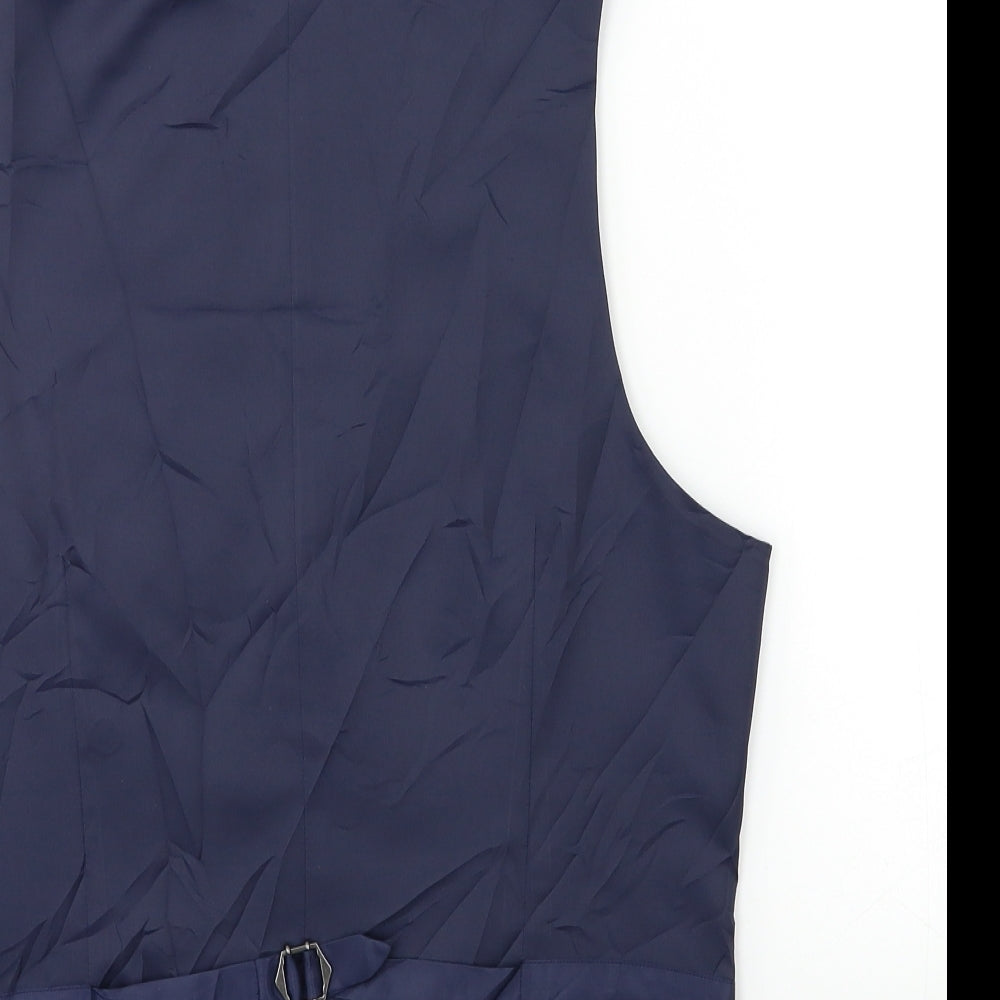 Marks and Spencer Mens Blue Check  Jacket Suit Waistcoat Size S