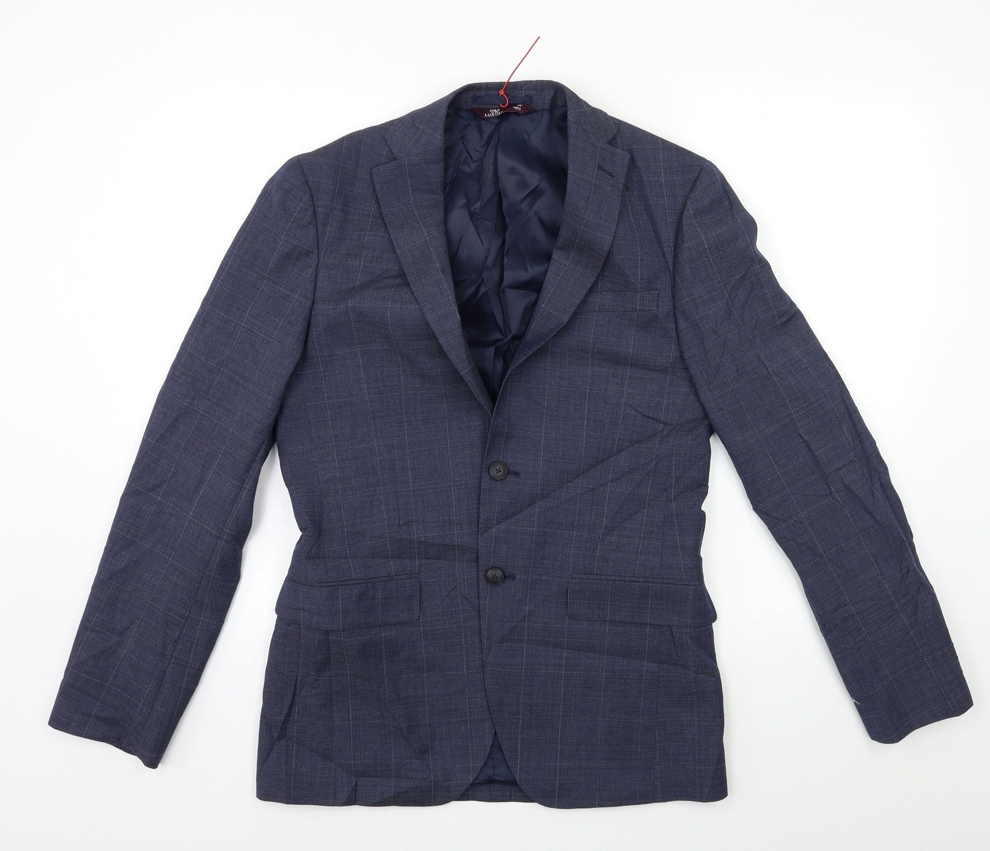Marks and Spencer Mens Blue Check  Jacket Suit Jacket Size 36