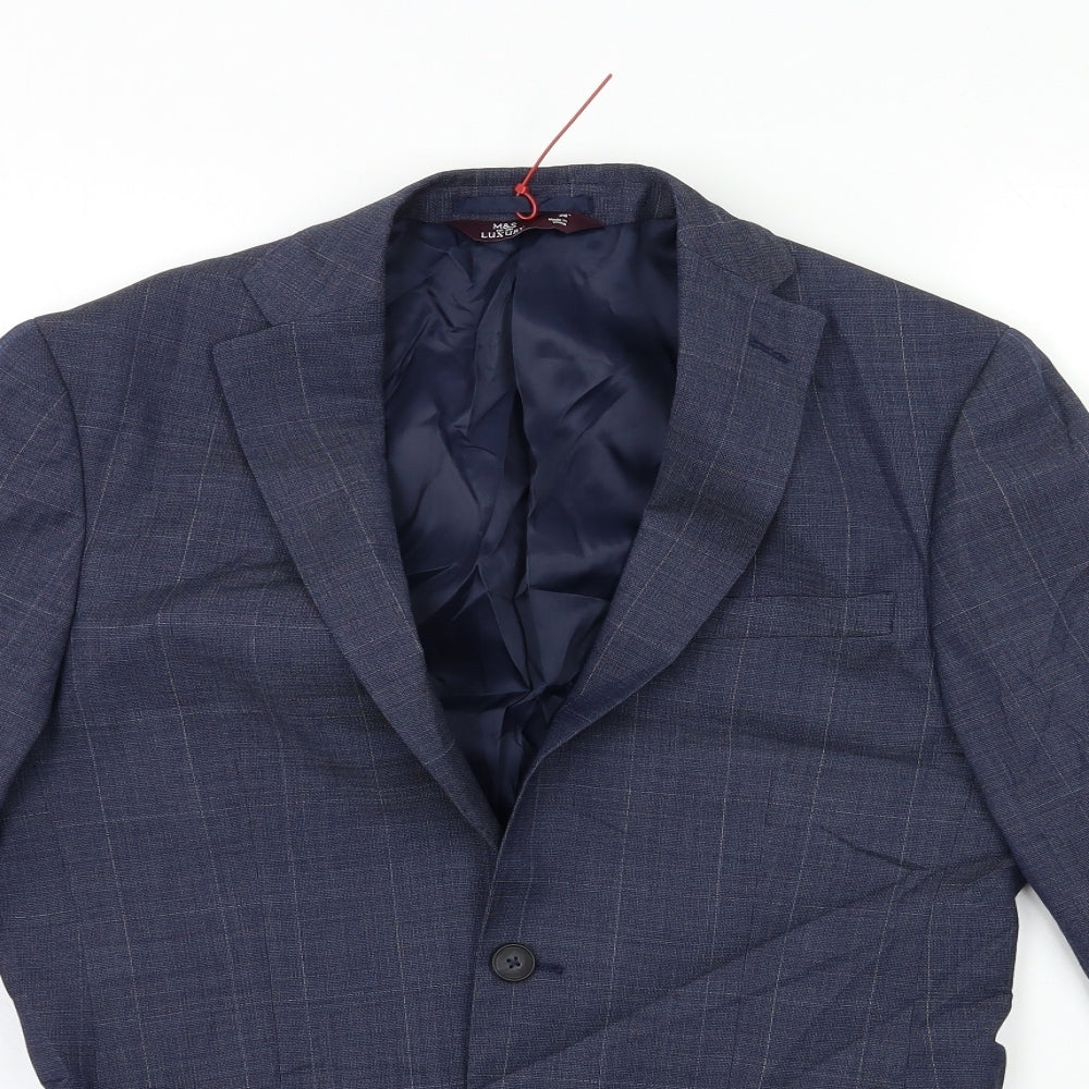 Marks and Spencer Mens Blue Check  Jacket Suit Jacket Size 36