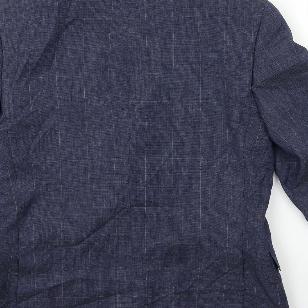 Marks and Spencer Mens Blue Check  Jacket Suit Jacket Size 36