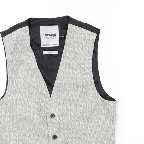 Topshop Mens Grey    Suit Waistcoat Size 38